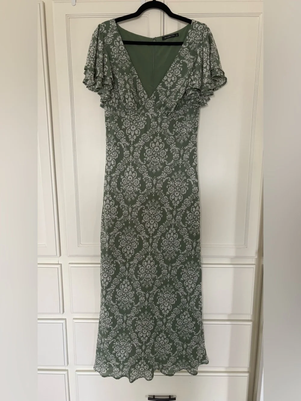 Abercrombie & Fitch Ruffle Sleeve Maxi Dress, Green, L - Picture 3 of 16